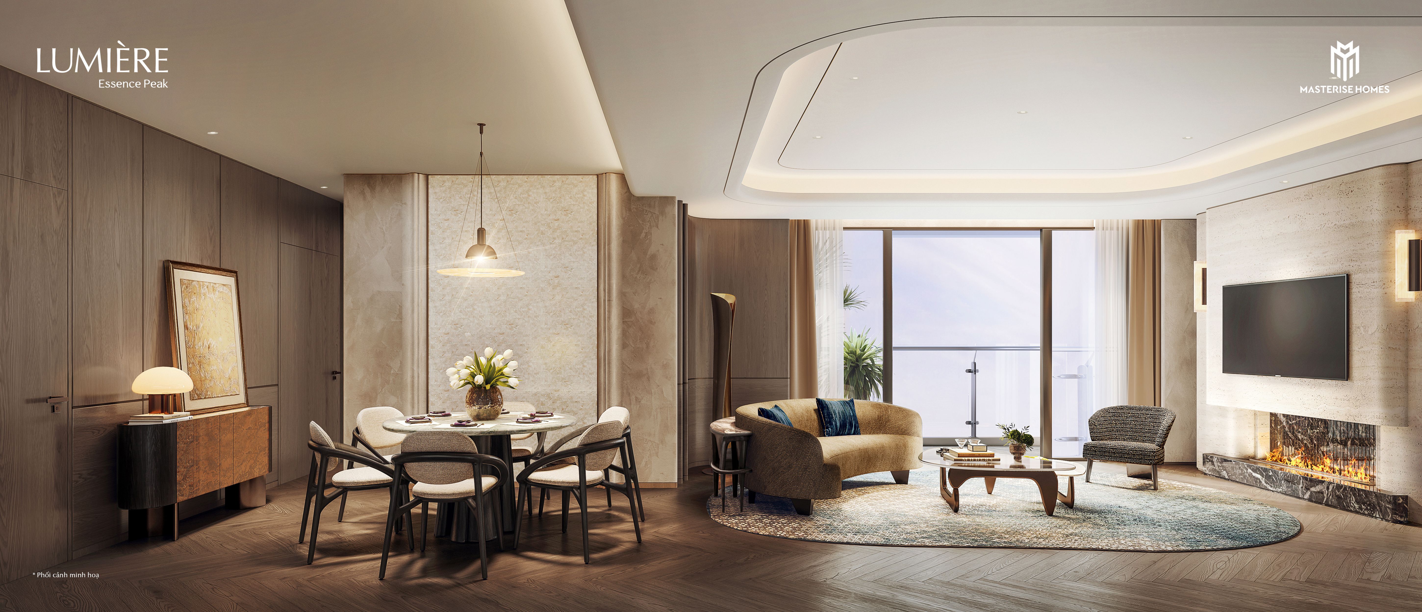 Cho thuê Duplex tầng cao view Panorama DT: 157m2 nội thất cao cấp Lumiere Essence Peak Cổ Loa